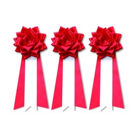 Insignia Ribbon Rose [Medium/Set of 3] Ceremony Breastse/Party/Event/School/Meeting/Emblems Awards (Red)