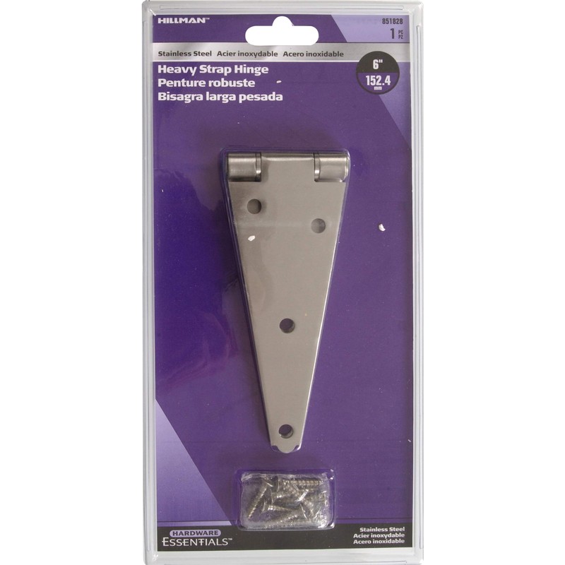 Hardware Essentials 851828 Heavy Duty Strap Hinges Stainless Steel 6"