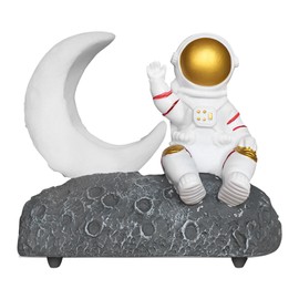 Wireless Bluetooth Speaker with LED Light Astronaut and Moon Shape FM Radio USB Decorative Bass Stereo Speaker Gold