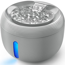 Kastty 3.5L/118 oz Quiet Cat Water Fountain, Large Capacity Pet Water Fountain for Cats Indoor Water Level LED Light Multi-Filtration, Automatic Cat Fountains for Drinking Easy Cleaning FS77(Grey)