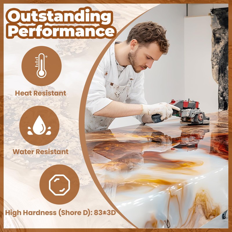 LEEYA RESIN Epoxy Resin Kit with Pumps 1 Gallon, Table