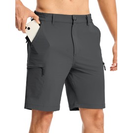 TBMPOY Men's Hiking Cargo Shorts 9" Lightweight Quick Dry Outdoor Work Travel Camping Casual Summer Shorts 6 Pockets Dark Grey 34