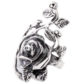 Windalf Aurora Long Women's Statement Ring, 33 mm, Bohemia Rose Ring, Gothic Silver Ring, 925 Sterling Silver, Fabric