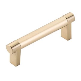 Emtek Select Smooth Cabinet Pull with Satin Brass (US4) Stem Finish - Choice of Size - 84052.RECUS4.SMUS4 - Center-to-Center: 3 1/2"