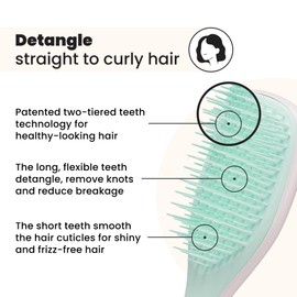 Tangle Teezer Ultimate Detangler Hairbrush, Eliminates Knots & Reduces Breakage, Mini Hair Brush for Travel, Small Hands & All Hair Types, Marshmallow Pink & Mint