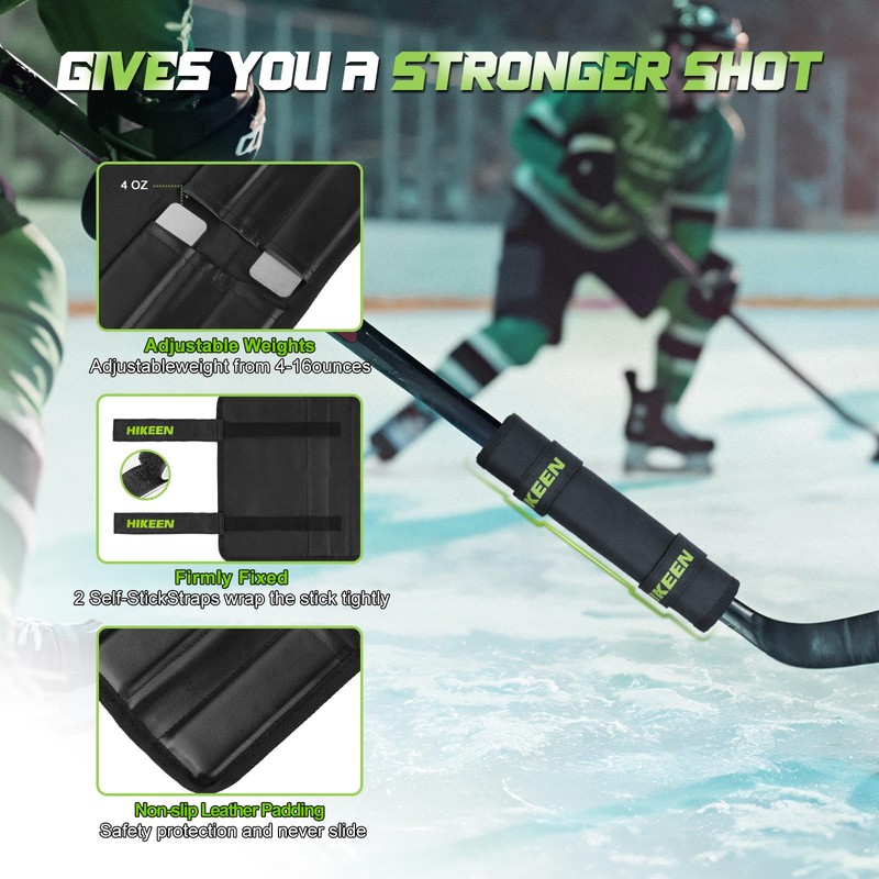 BOOSTEADY Professional Hockey Stick Weight,Adjustable 4-16 Ounces Weights Training Aid,Anti-Slip