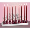 Ner Mitzvah Aluminum Candle Menorah - Silverstone Red Pomegranates -