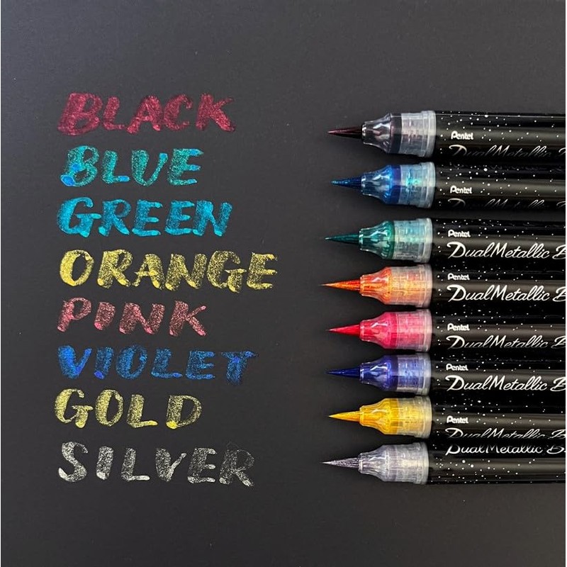 Pentel Black/Metallic Red Arts Dual Metallic Brush Pen