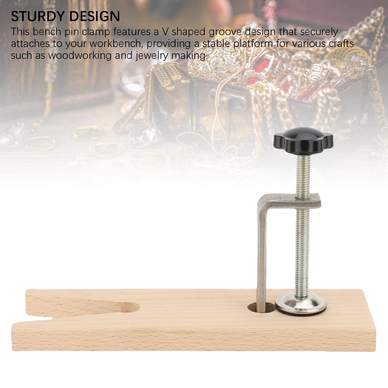 Jewelry Table Clamp, Wooden Bench Pin with V Slot and