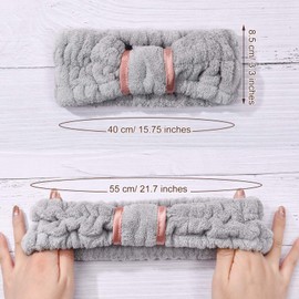 WILLBOND 4 Pack Microfiber Headbands Spa Facial Headbands Makeup Head bands Elastic Terry Cloth Head Wrap for Women Girls Washing Face Makeup Shower Yoga Sports(Pink, Green, White and Grey)