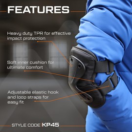 Portwest KP45 Heavy Duty Anti Shock Elbow Pads Adjustable Work Sport Safety Protection Skateboard Inline Roller Skating Biking Riding Scooter Guard, Black, One Size