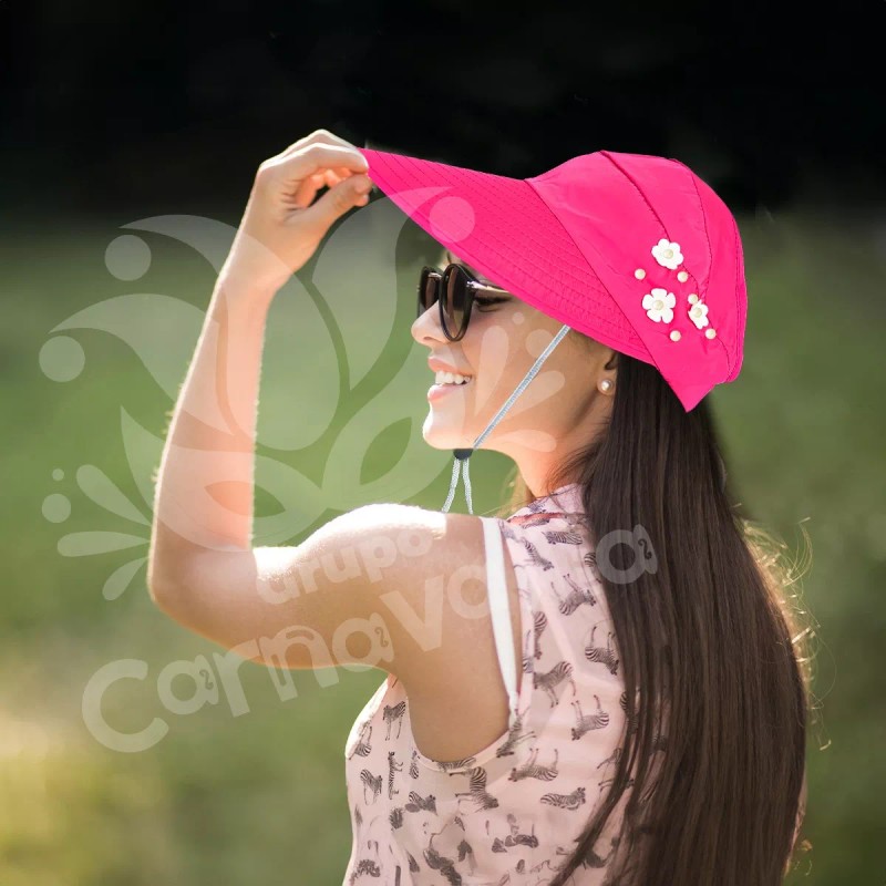 Grupo Carnavallia Sombrero Visera Grande Fucsia Sol Gorra Deporte Playa