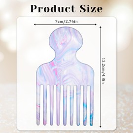 Hair Picks for Curly Wide Tooth Comb for Curls Hair Picks Comb for Women Purple Blue Hairs Pick for Separating Curl Lifting Pick Removes Tangled Hairs, Blue