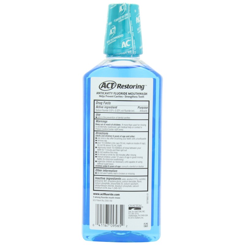 ACT Restoring Anticavity Fluoride Mouthwash Cool Mint 18 oz (Pack