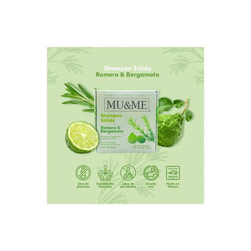 Shampoo Solido Mu&me Romero & Bergamota Crecimiento 60gr