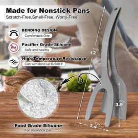 Silicone Spatula, BPA Free Kitchen Spatula, High Heat Resistant Rubber Spatulas, Ideal Kitchen Utensils for Non-Stick Pans, Sautéing, Frying, Baking, Turning and Flipping