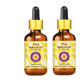 Deve Herbes Pure Walnut Oil (Juglans regia) with Glass Dropper Cold Pressed (Pack of Two)100ml X 2 (6.76 oz)