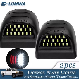D-lumina 2PCS License Plate Tag Lights Red Tube Lamps For Chevy Silverado GMC Sierra 1500
