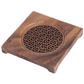 Hollow Designed Teapot Pad, Teapot Mat, Heat Insulation Coaster, Beautiful Cafe Shop for Metal Material Walnut Wood