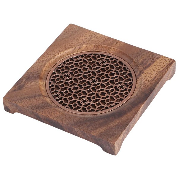 Hollow Designed Teapot Pad, Teapot Mat, Heat Insulation Coaster, Beautiful Cafe Shop for Metal Material Walnut Wood