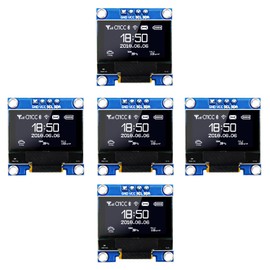 0.96 Inch OLED I2C IIC Display Module, 128x64 Pixel I2C SSD1306 OLED Screen Board Compatible with Arduino Raspberry Pi (5Pcs White)