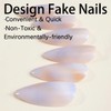 24 Pcs Medium Press on Nails Almond Marble Fake Nails