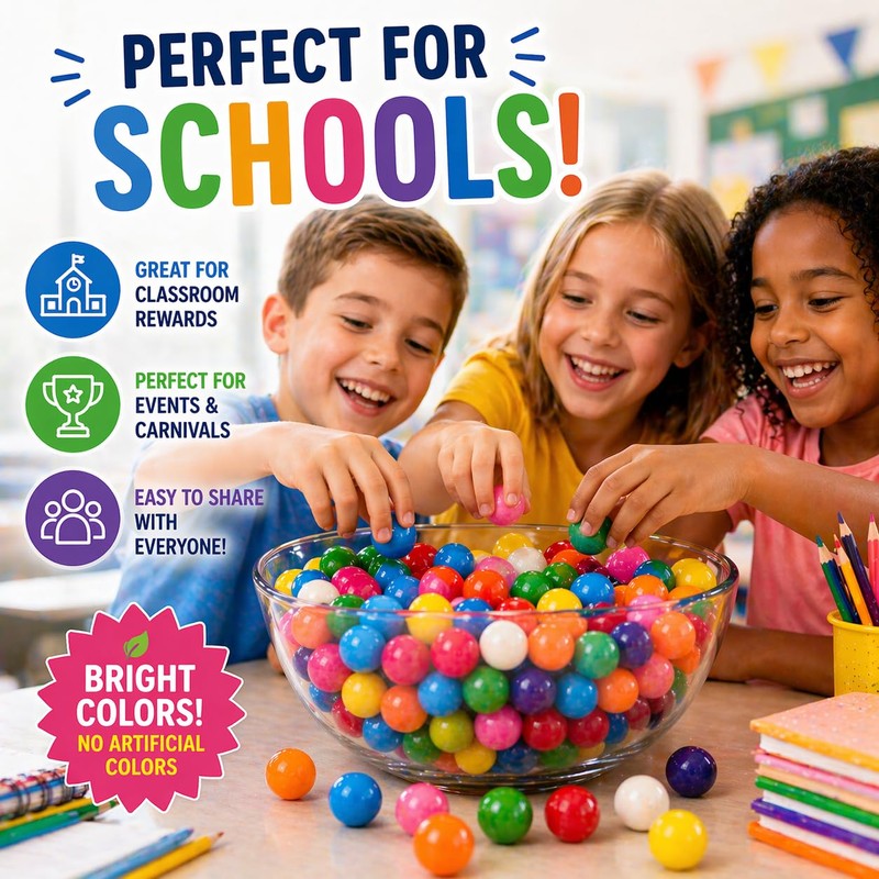 Bulk Rainbow Gumballs 1 Inch 4 lb, No Artificial Dyes