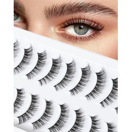 False Lashes Natural Lashes Wispy False Eyelashes Natural Eyelashes Fake Eyelashes Fake Lashes Pack 10 Pairs 12mm Calla Lily