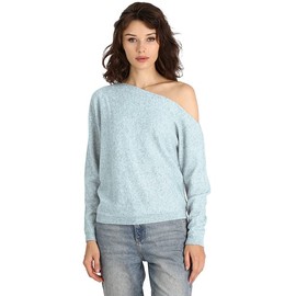 Minnie Rose Womens Long Sleeve Off The Shoulder Cashmere Pull On SweaterÊBabyBlue L