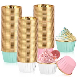 Cupcake Cases for Baking, 150 Pcs Muffin Cases for Baking, Foil Metallic Cupcake Paper Cups Cupcake Baking Cups for Weddings Christmas Birthday