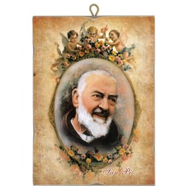 Padre Pio St. Pio Vintage Wooden Picture Gift