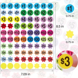 1600 Pcs Garage Sale Stickers, Yard Sale Price Tags Stickers, 3/4in Pre-Printed Price Labels for Fle Market Sale Retail or Rummage