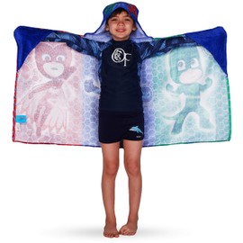 Franco Kids Bath and Beach Super Soft Cotton Hooded Towel Wrap, 24 in x 50 in, PJ Masks