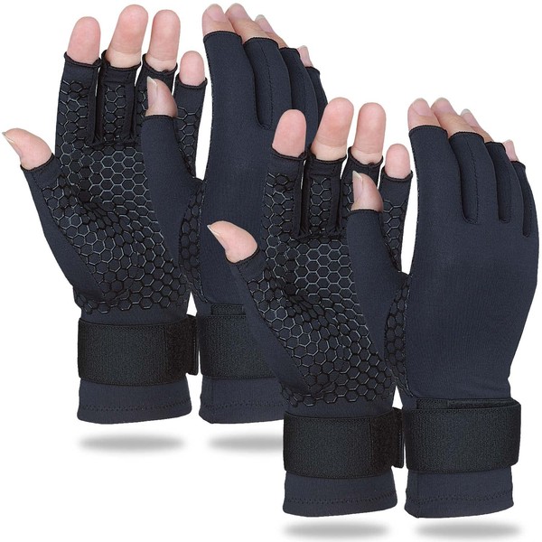 2 Pairs Copper Arthritis Gloves for Women Men, Compression Gloves