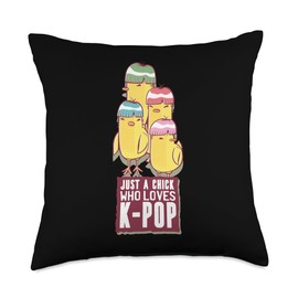 Kpop Idol Merch Gift Ideas Funny K-Pop Fangirl Korean Musical Chicks Throw Pillow, 18x18, Multicolor