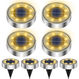 Solar Light, IP68 Waterproof, Recessed Garden Light, Automatic On/Off, Light Sensor, Solar Panel Charging, High Brightness, LED, Garden, Entryway, Lawn, Car Area, Walkway, Easy Installation, Disaster