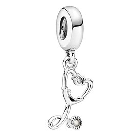Lkwidi Charm Family Heart Animal Charm Pendant 925 Sterling Silver Charm Bead Pendant for European Bracelets and Necklaces, Silver, Cubic Zirconia