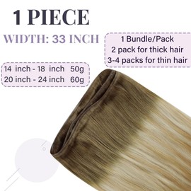 Fshine Genius Weft Hair Extensions Chestnut Brown to Honey Blonde Mix Platinum Blonde Human Hair Extensions Sew in Remy 50g Long 14 Inch
