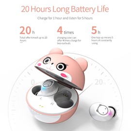 AMAFACE - Auriculares inalámbricos para niños, con bonita funda de carga, impermeable, estéreo más pequeño, inalámbrico, con micrófono para entrenamiento, deportes, auriculares para niños y adultos