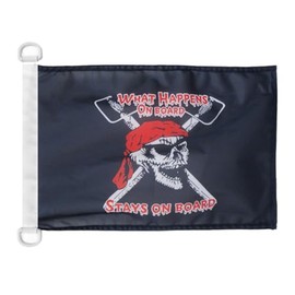 Pirate What Happens on Board NAUTICAL Flag 18'' x 12'' - Pirates flags 30 x 45 cm - Banner 12x18 in for boat - AZ FLAG