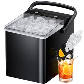 Ice Maker Countertops, Ice Machine with Self-Cleaning 1.8L Water Tank Large Ice Basket, Portable Ice Maker Produces 9 Ice Cubes in Just 6 Minutes Ideal for Home Kitchens and RVs