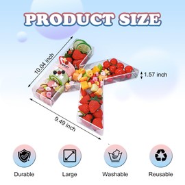 10'' Hard Acrylic Letter Box Charcuterie Letters Fillable Box Reusable Hollow Letter Serving Tray Candy Dish for Birthday Party Decor Letter Boxes Plates for Food, without Lid (Clear, Letter K)
