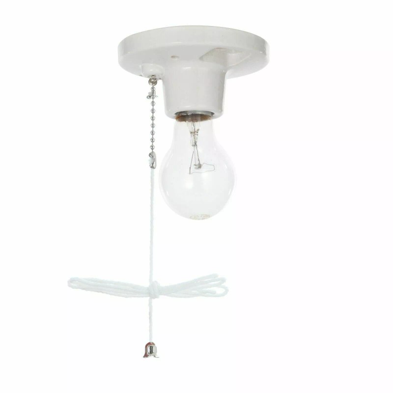 Hyper Tough Basement Garage Closet Room Porcelain On/Off Pull Chain