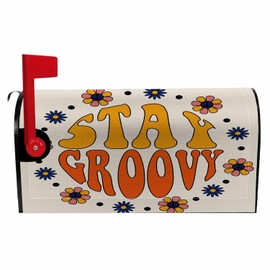 Numland Magnetic Mailbox Covers Polyester Oxford Cloth Anti-UV and Reusable Letterbox Cover 21×18 Inch,Stay Groovy