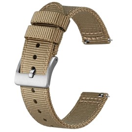 BISONSTRAP Nylon Strap for Men, Two-Piece Military Watch Strap, Quick Release, Brushed Buckle, Strap Width 18 mm, 19 mm, 20 mm, 22 mm, Nylon, No gemstone