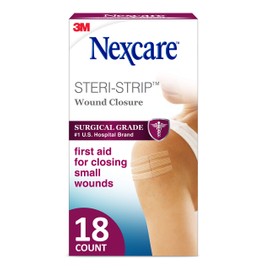 Nexcare Steri-Strip Wound Closure, Breathable Strips Hold Small Wounds Firmly Closed, Great After Sutures or Staples - 18 Wound Closures