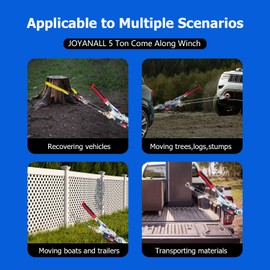JOYANALL Portable Power Puller,5 Ton Capacity Come Along Winch with 11.5FT Steel Cable,Heavy Duty Come Along Tool with Dual Gears,3 Hooks,Hand Winch Tool