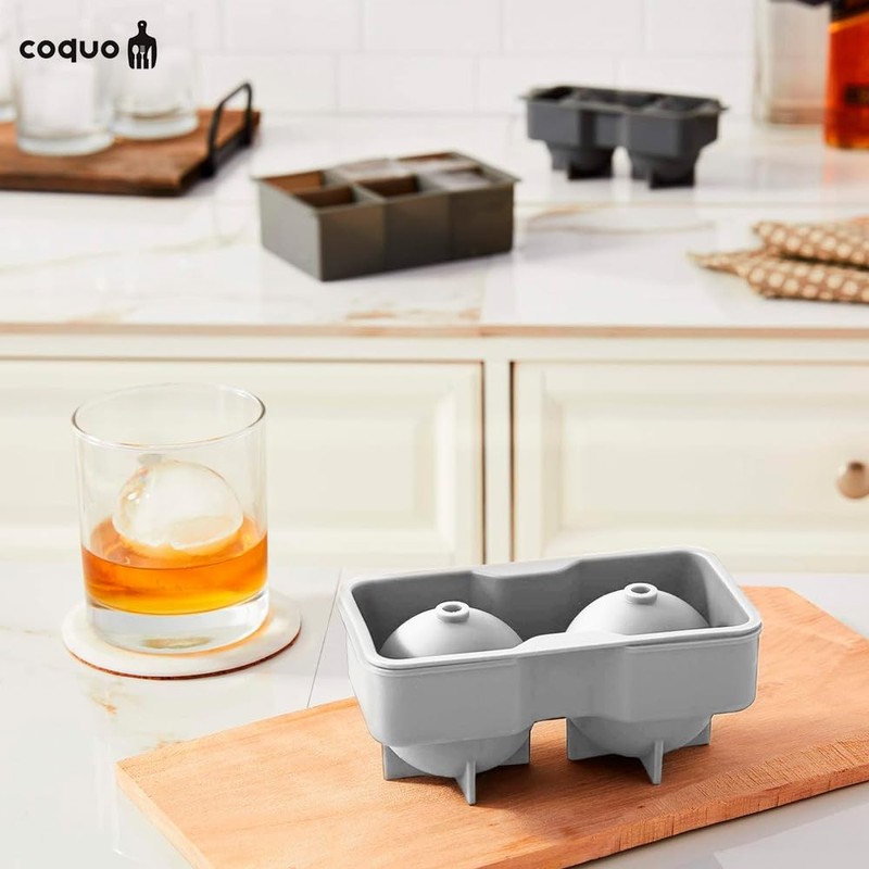 COQUO - Set 2 Charolas de Hielo (Hielo Esférico -