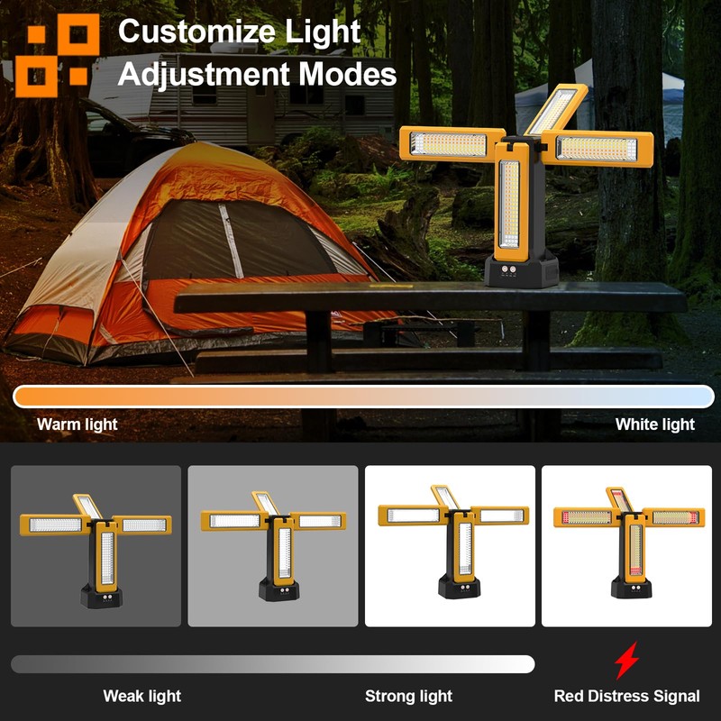 13200mAh Rechargeable Solar Work Light with Folding Stand and Carrying