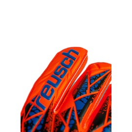 Reusch Attrakt Starter Solid Junior Goalkeeper Gloves for Children for All Pitch Surfaces, 8, Orange/Blue